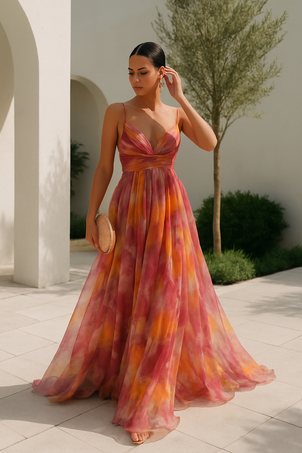 Petra | Women's Multicolour V-Neck Maxi Dress