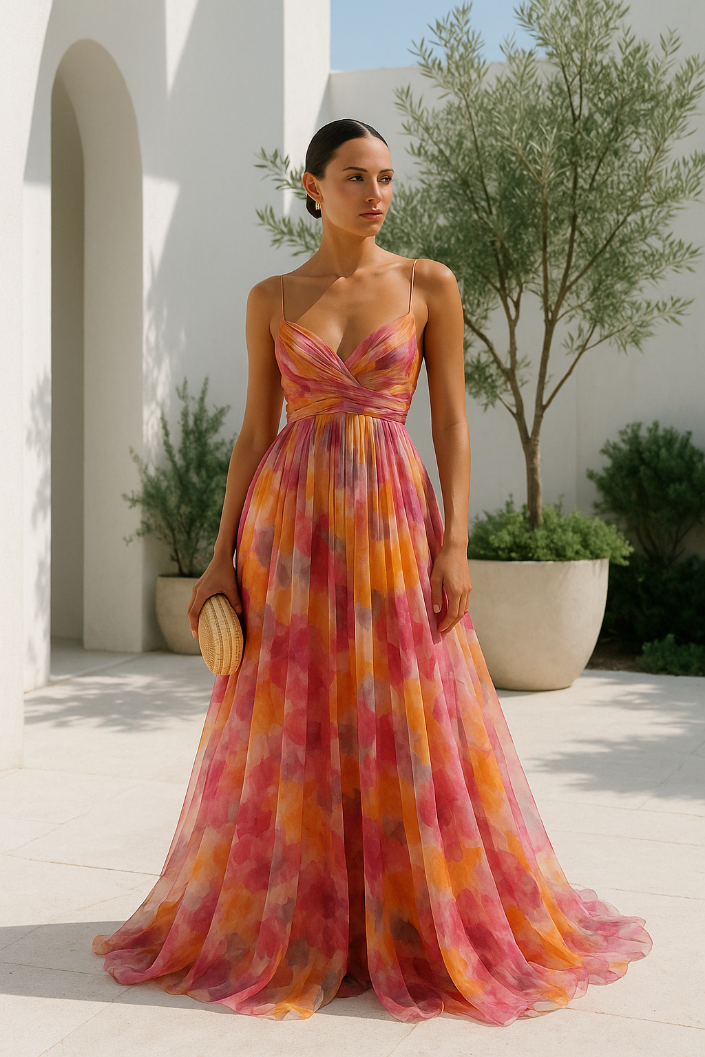 Petra | Women's Multicolour V-Neck Maxi Dress