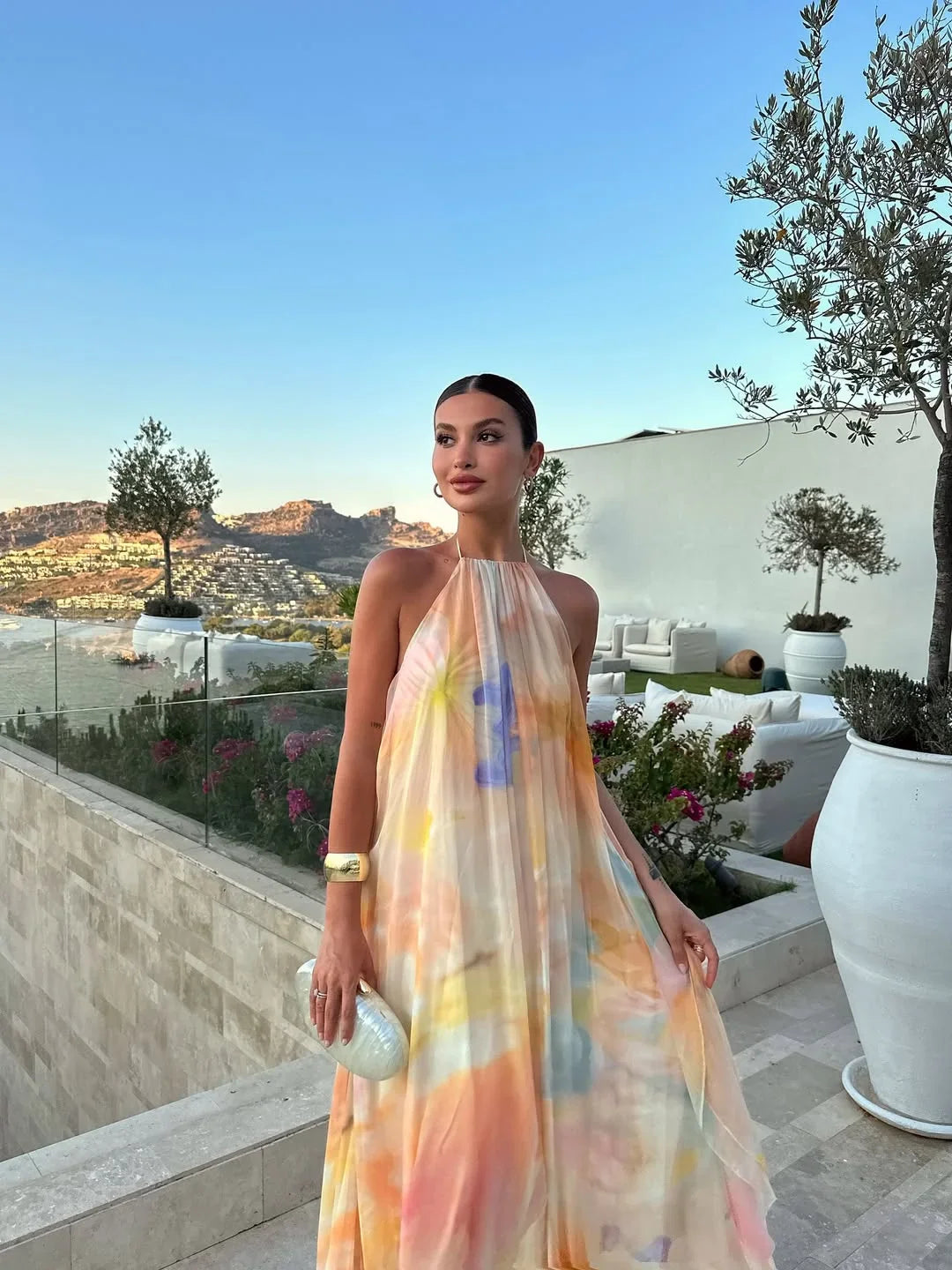 Marnie | Women's Printed Backless Maxi Summer Dress