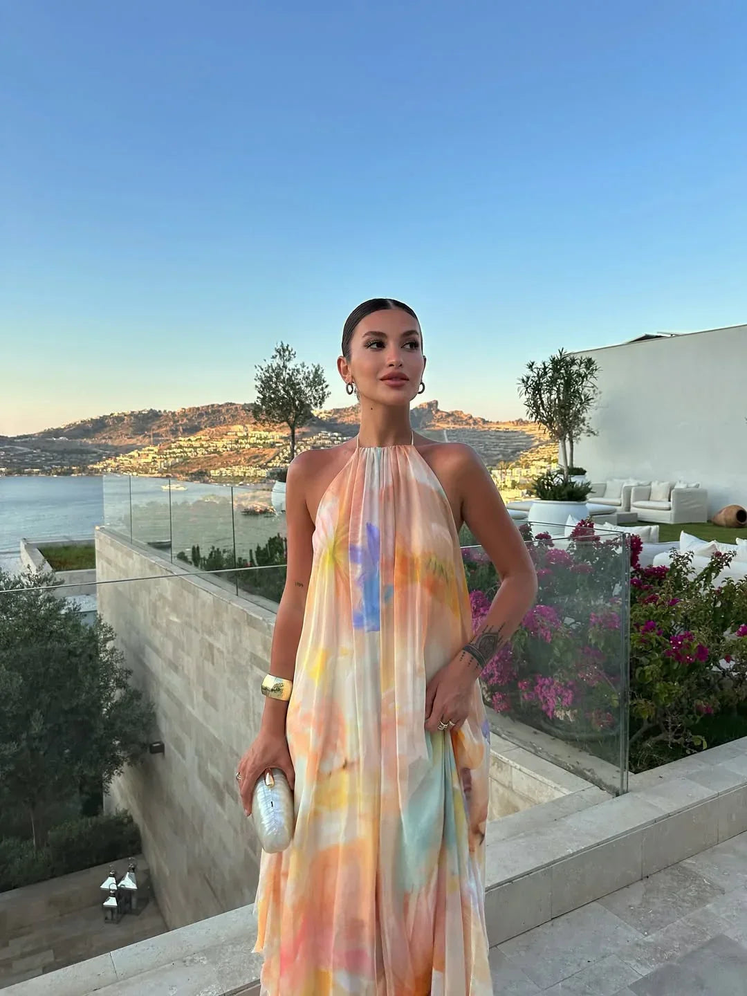 Marnie | Women's Printed Backless Maxi Summer Dress