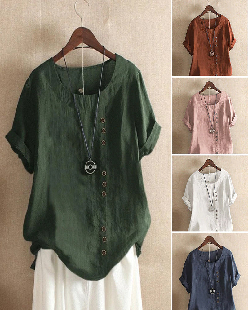 Nell | Women's Round Neck Summer Blouse