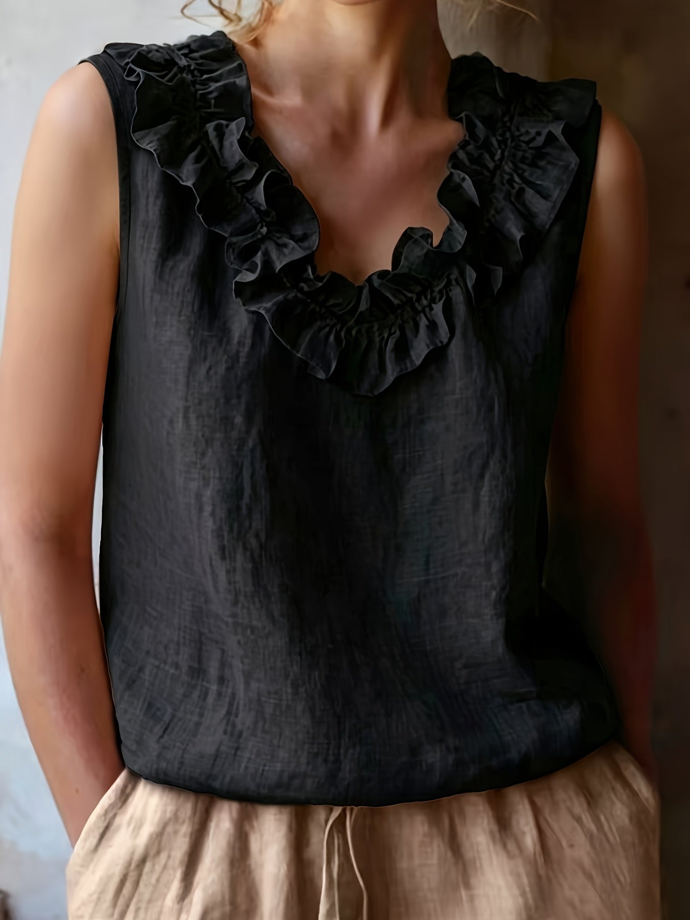Effie | Women's Ruffle Sleeveless Summer Blouse