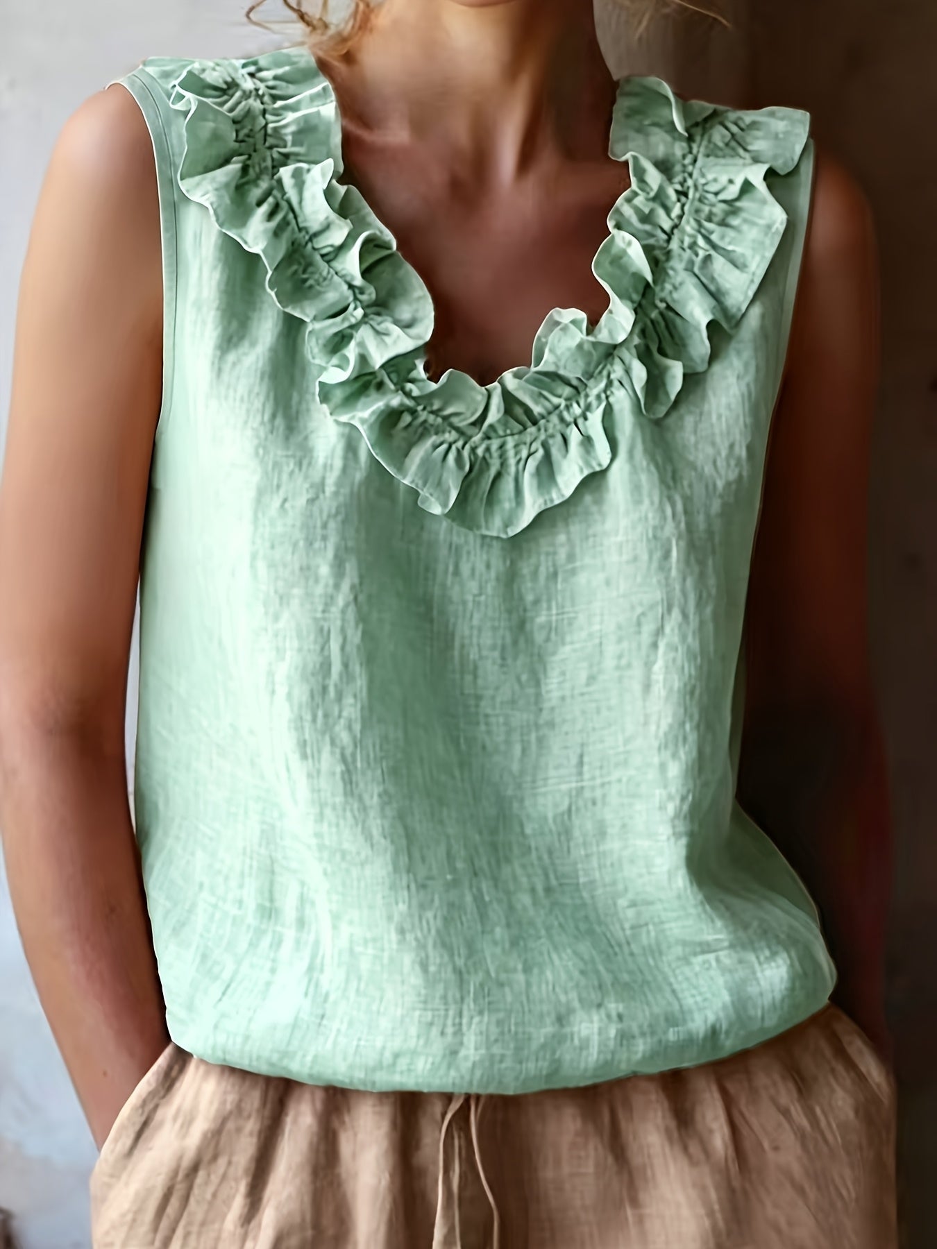 Effie | Women's Ruffle Sleeveless Summer Blouse