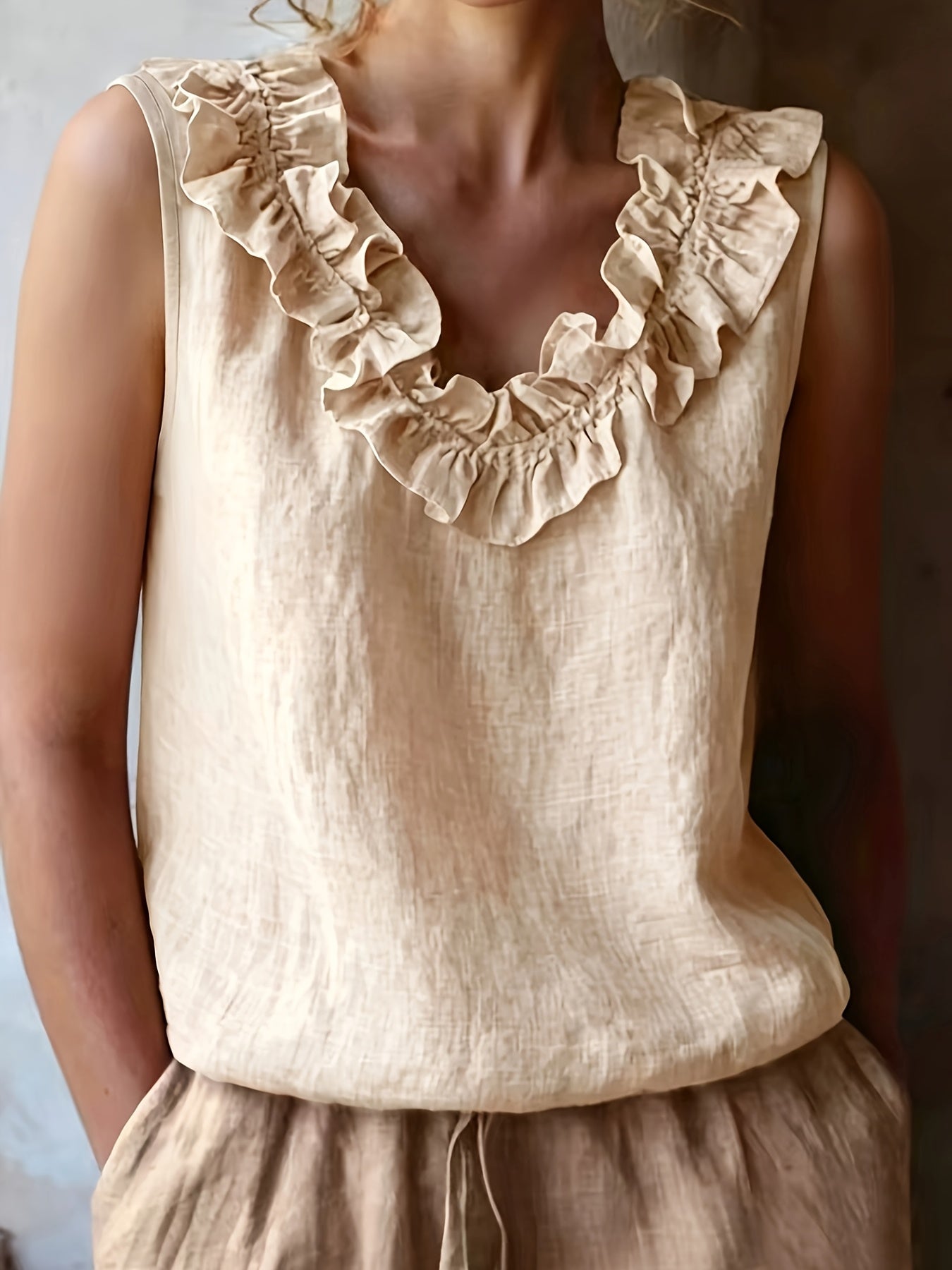 Effie | Women's Ruffle Sleeveless Summer Blouse