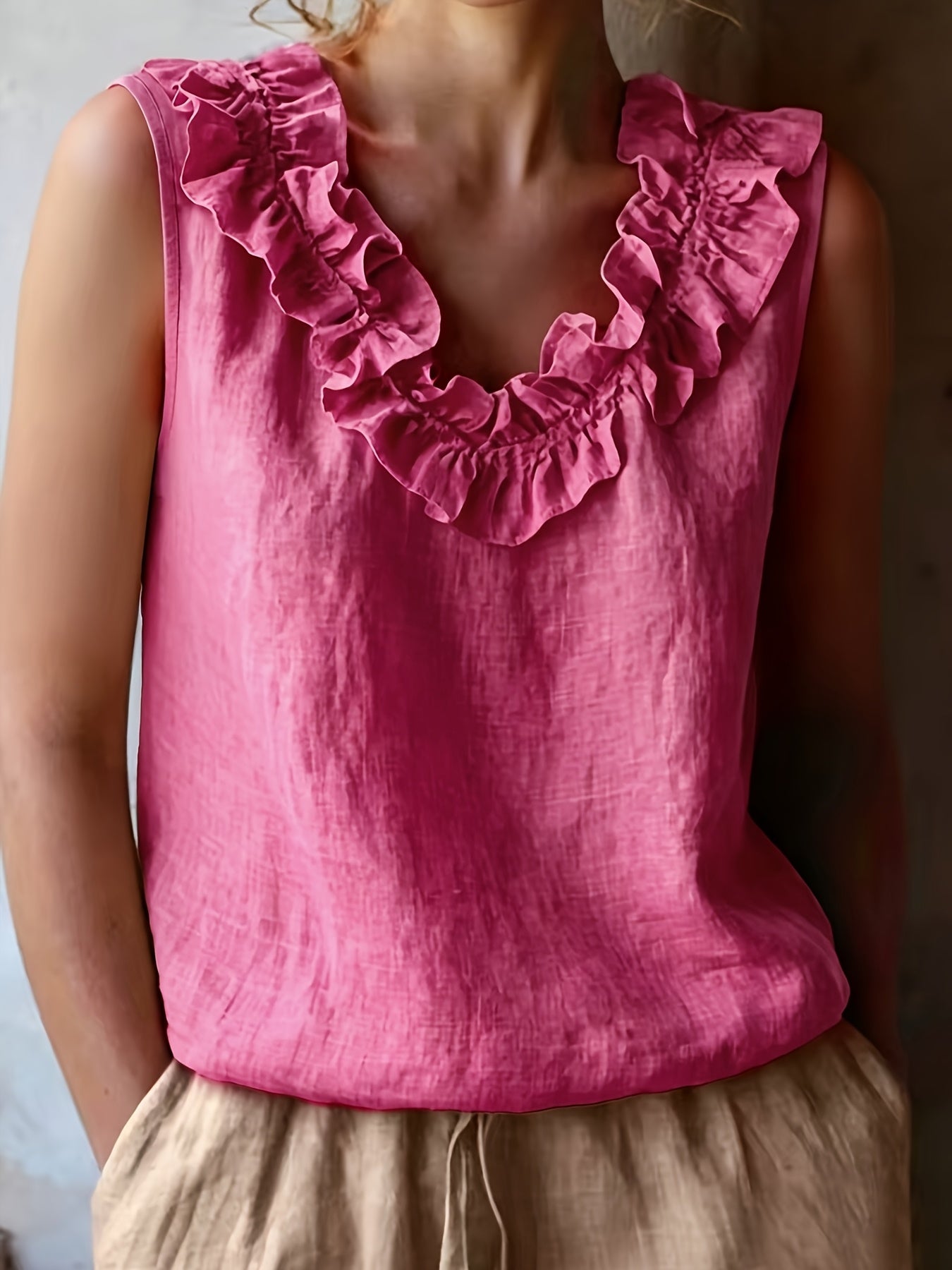 Effie | Women's Ruffle Sleeveless Summer Blouse