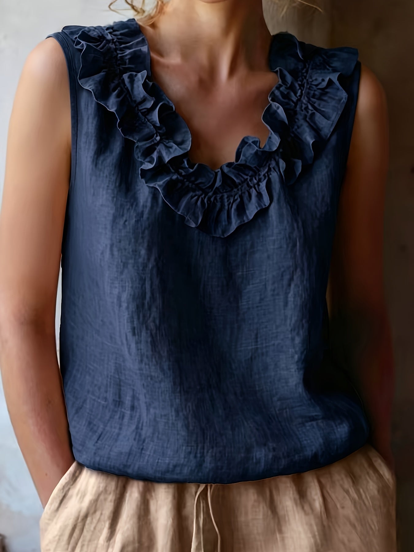 Effie | Women's Ruffle Sleeveless Summer Blouse
