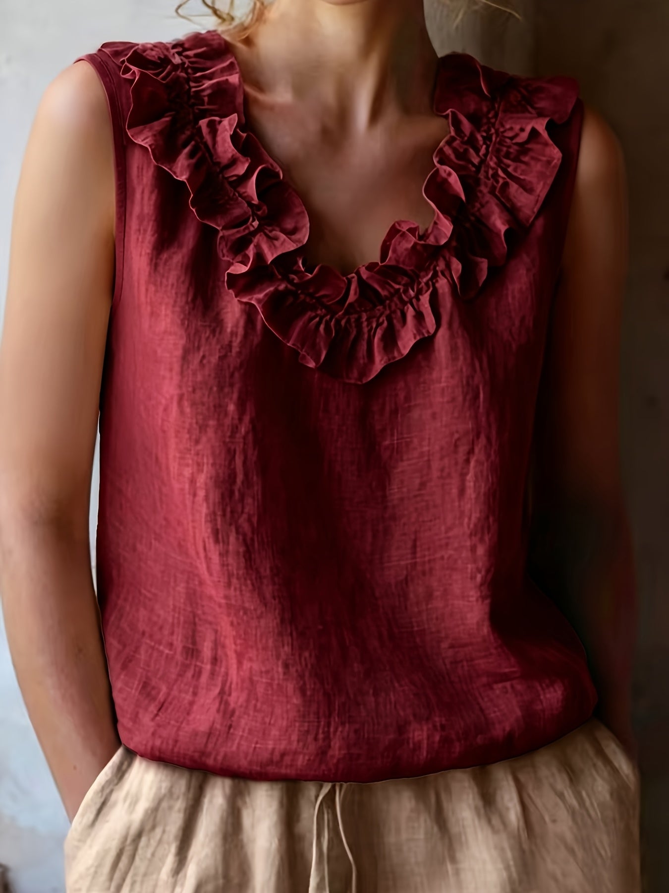 Effie | Women's Ruffle Sleeveless Summer Blouse