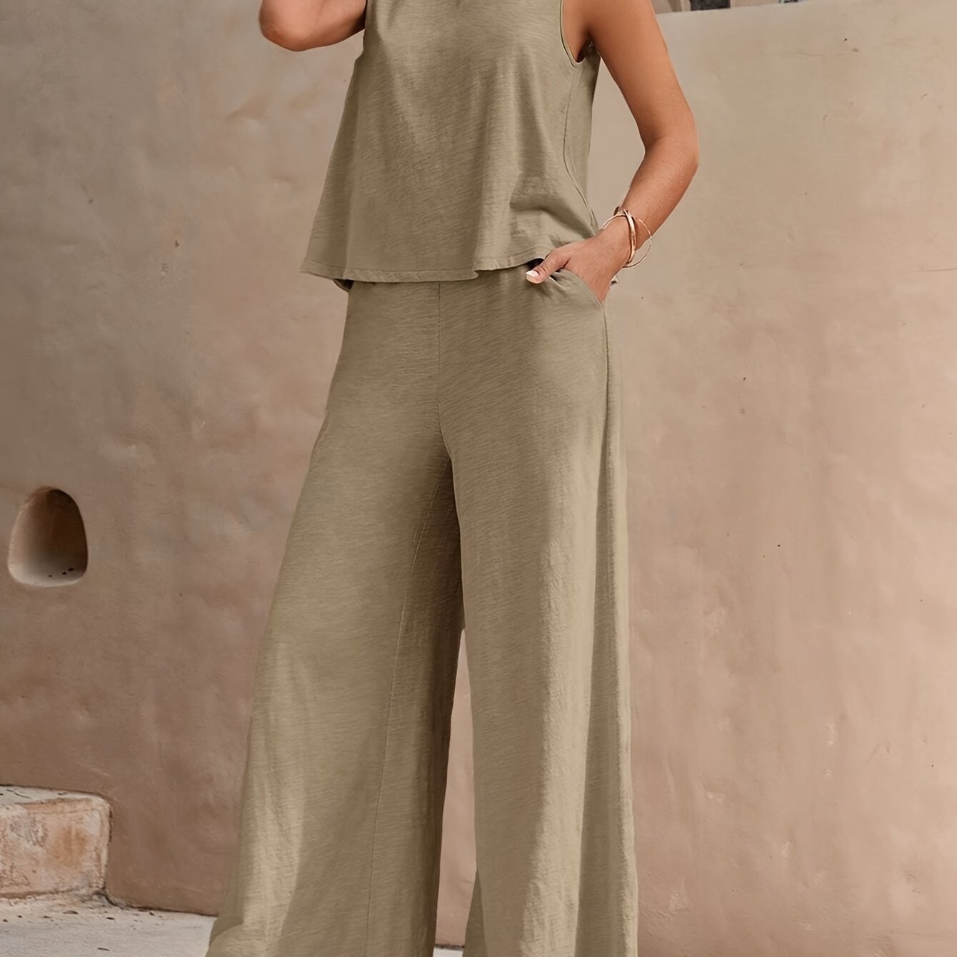 Lettice | Women's Sleeveless Wide-Leg Two-Piece Summer Set
