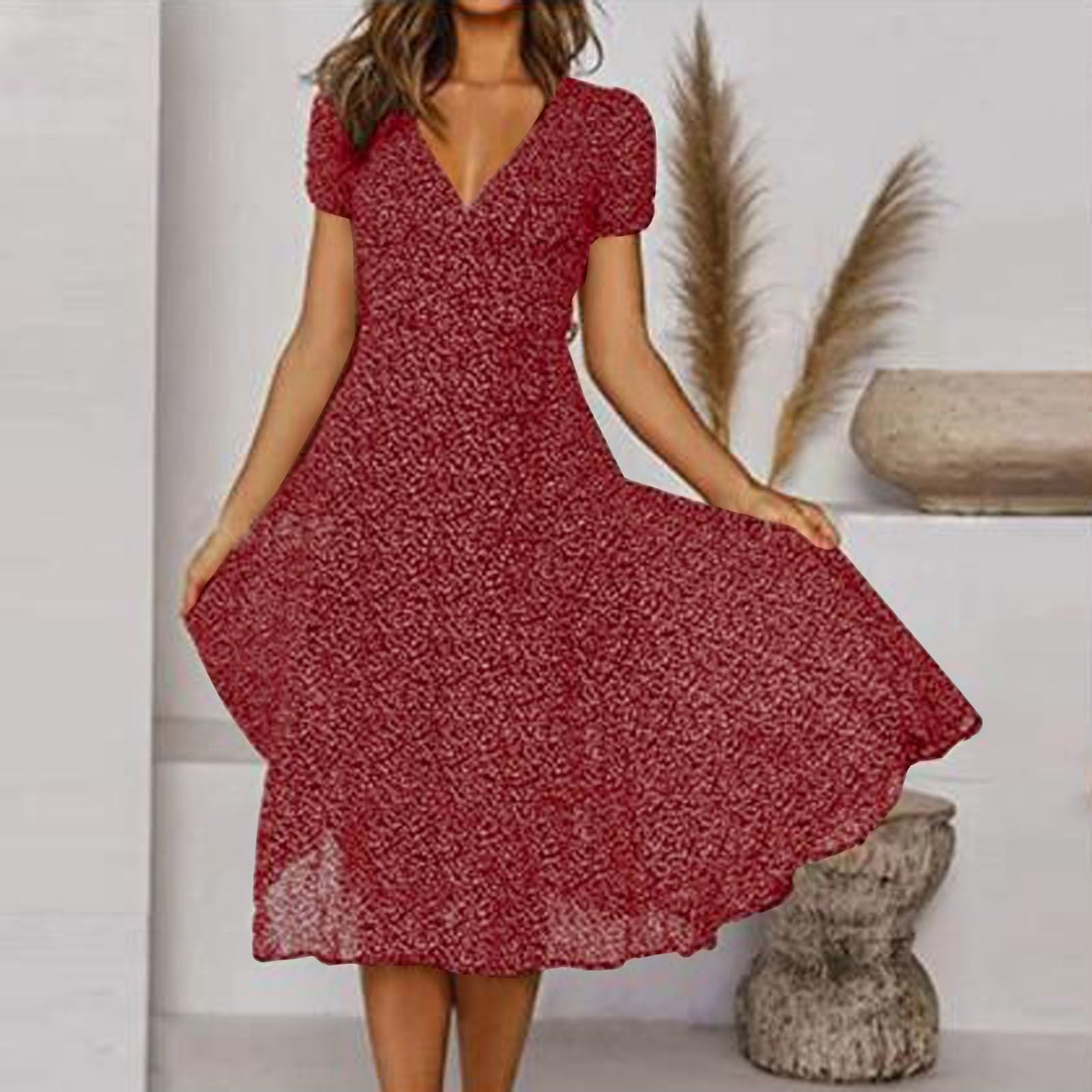 Rosamund | Women's V-Neck A-Line Maxi Summer Dress