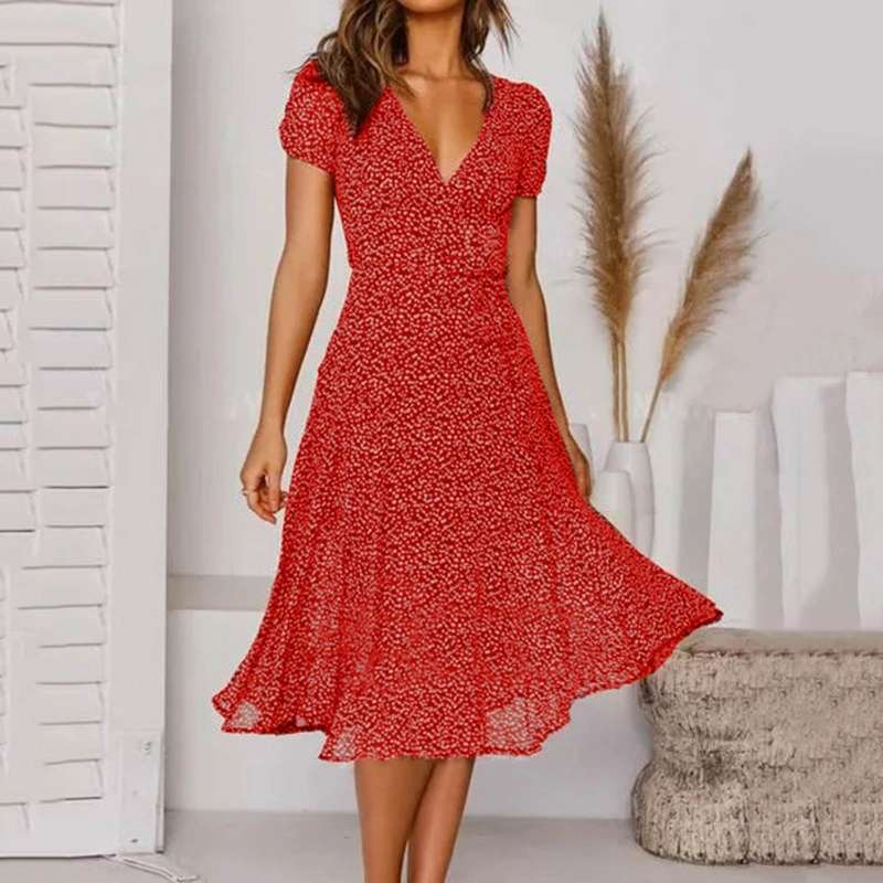 Rosamund | Women's V-Neck A-Line Maxi Summer Dress
