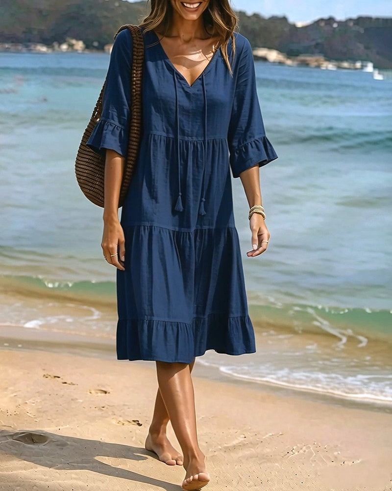Violet | Women's V-Neck Tie-Waist Summer Dress