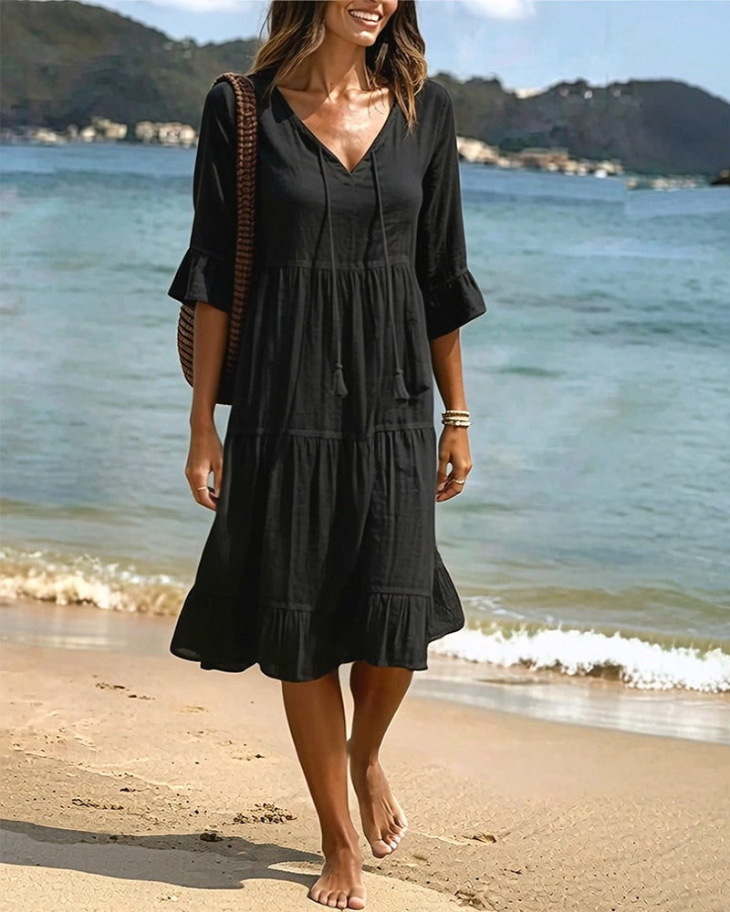 Violet | Women's V-Neck Tie-Waist Summer Dress