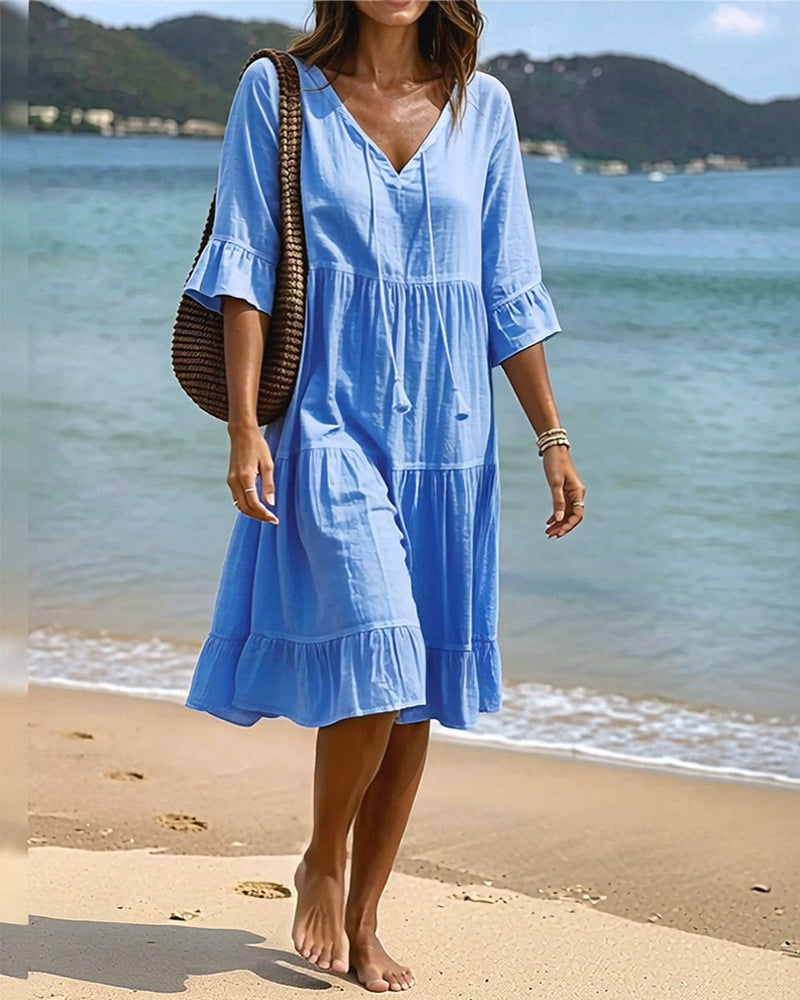 Violet | Women's V-Neck Tie-Waist Summer Dress