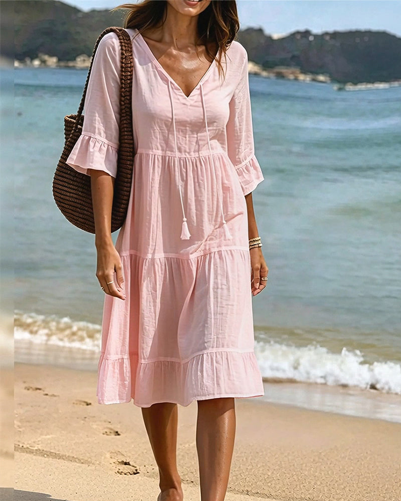Violet | Women's V-Neck Tie-Waist Summer Dress