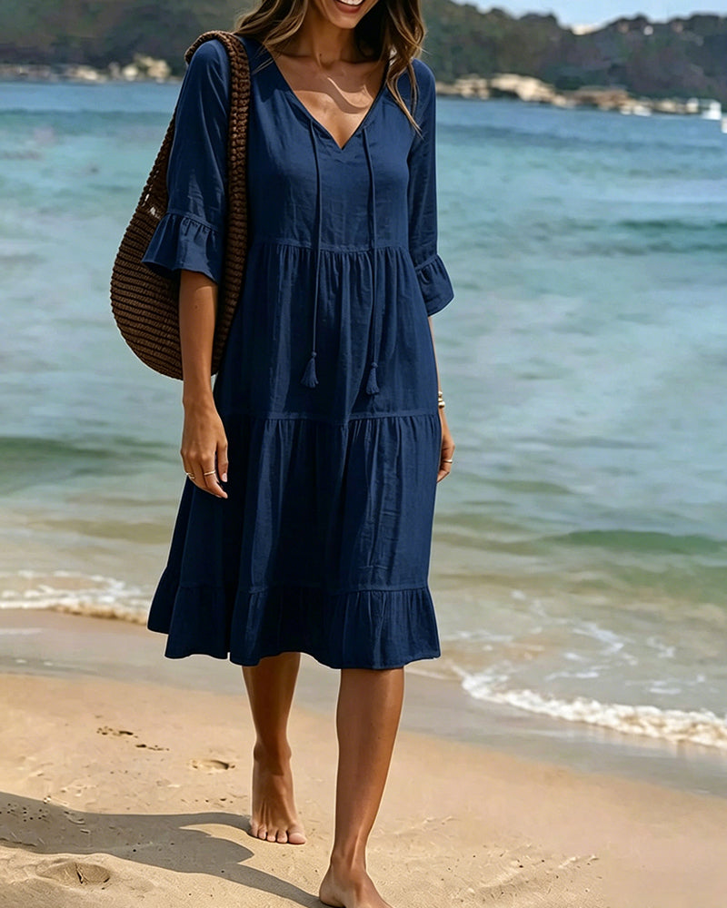 Violet | Women's V-Neck Tie-Waist Summer Dress