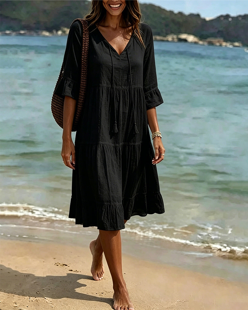 Violet | Women's V-Neck Tie-Waist Summer Dress