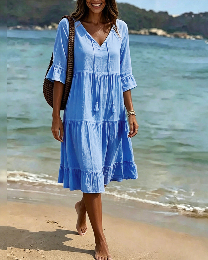 Violet | Women's V-Neck Tie-Waist Summer Dress