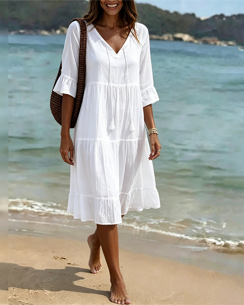 Violet | Women's V-Neck Tie-Waist Summer Dress