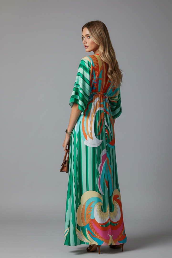 Vivian | Women's V-Neck Tie Waist Maxi Dress
