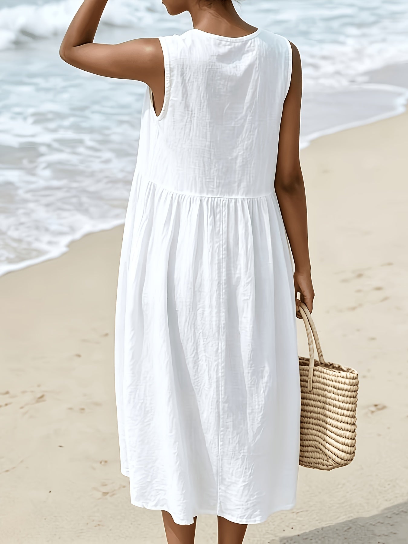 Cora | Women's Sleeveless Pocket Midi Summer Dress