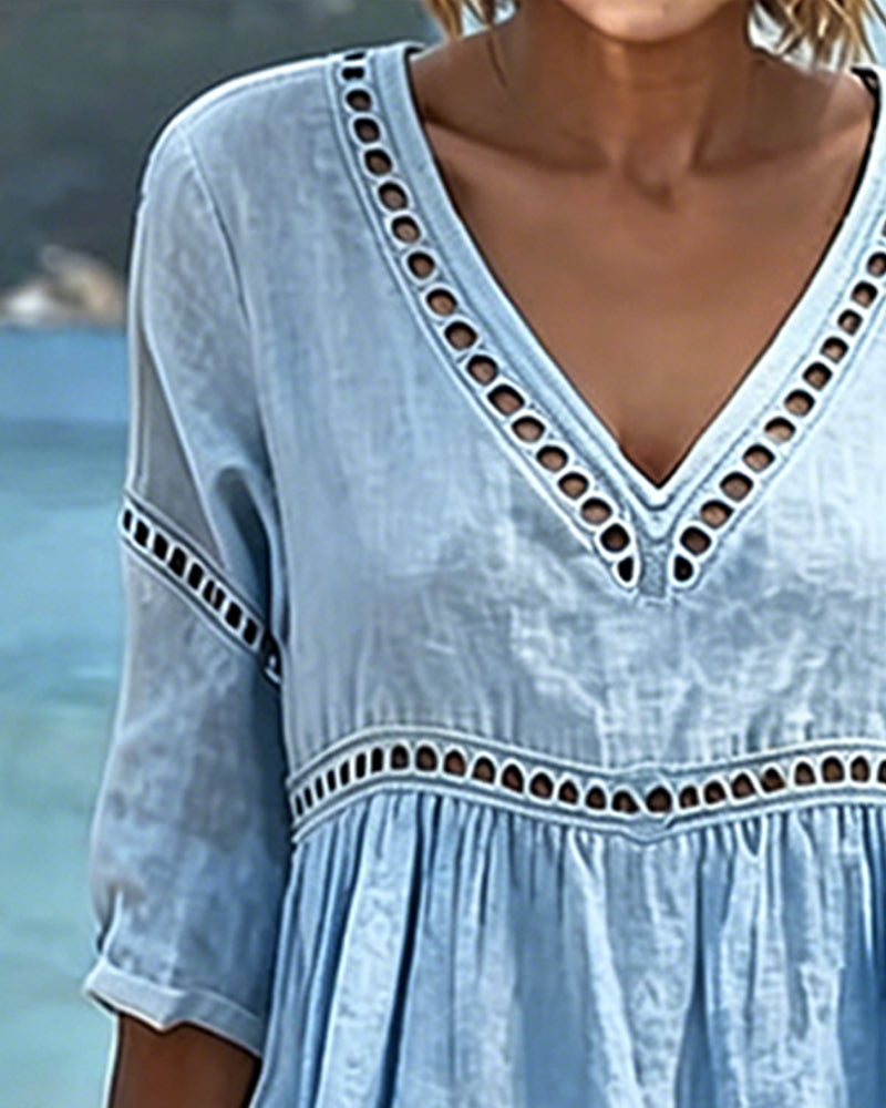 Dahlia | Women's V-Neck Cut-Out Midi Summer Dress