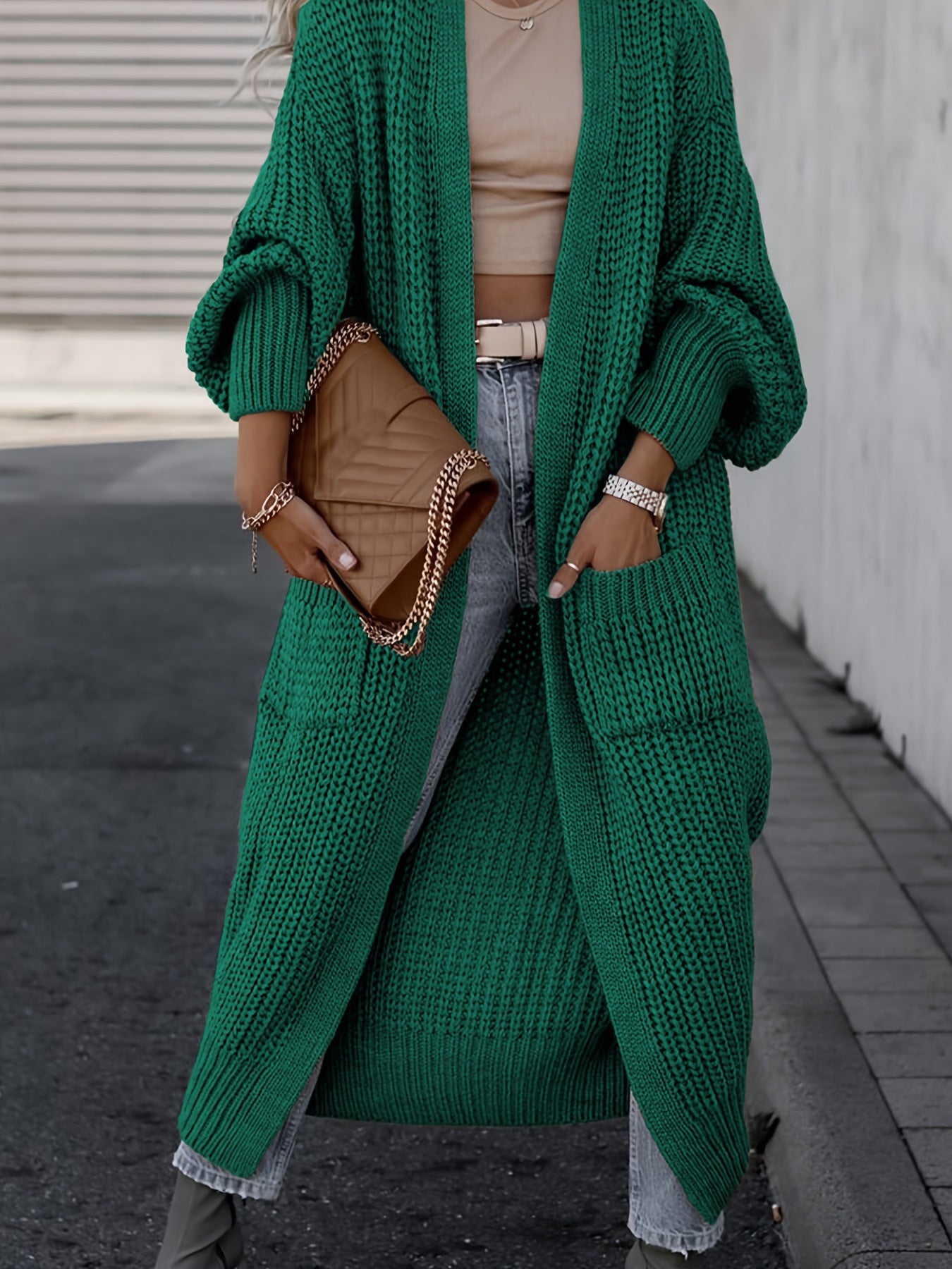 Amelia | Women's Deep V-Neck Ribbed Knit Open Front Cardigan