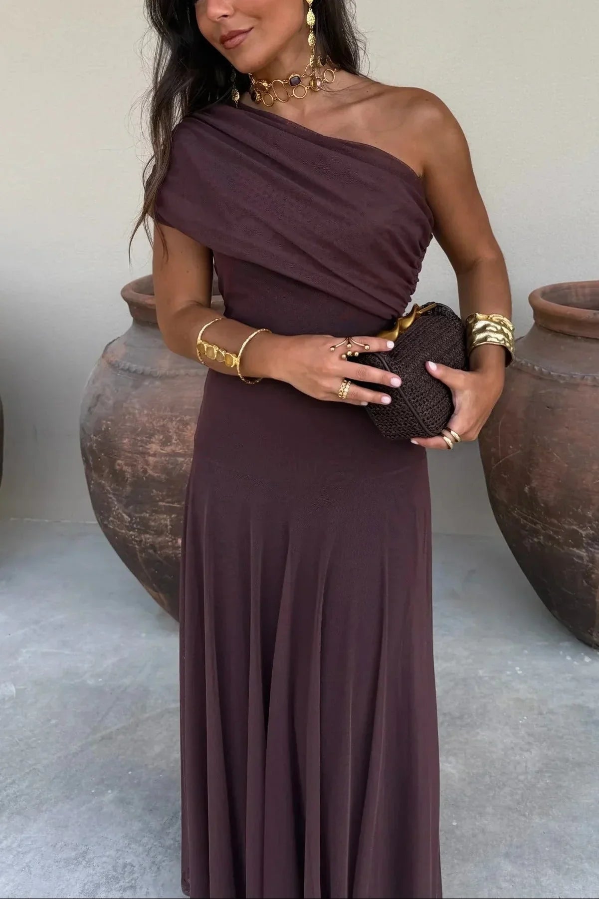 Seraphina | Women's Pleated One-Shoulder Maxi Summer Dress